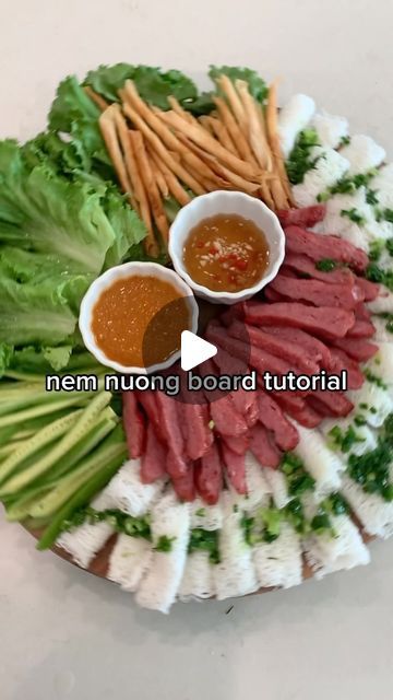 Annie Dang on Instagram: "nem nuong board >>> #tbt #vietnamese" Vietnamese Finger Food, Vietnamese Party Food, Vietnamese Appetizers, Nem Nuong, Vietnamese Street Food, Khmer Food, Vietnamese Wedding, Party Food Platters, Vietnamese Food