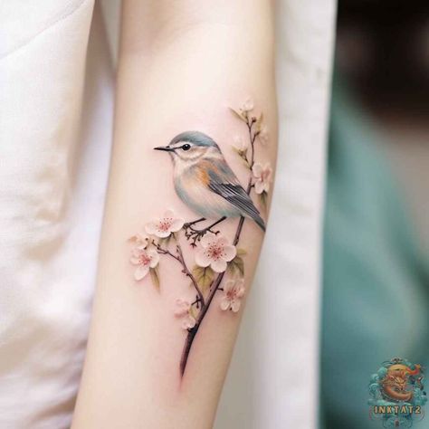 Cardinal Tattoo Memorial Grandmothers, Cardinal And Flower Tattoo, Cardinal Feather Tattoo, Cardinal Bird Tattoos, Red Cardinal Tattoos, Small Cardinal Tattoo, Finch Tattoo, Natur Tattoo Arm, Bird And Flower Tattoo