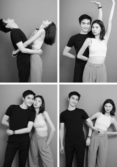 Photobox Ideas Pose Couple, Self Foto, Korean Photoshoot, Studio Photoshoot Ideas, Korean Couple Photoshoot, Pre Wedding Photoshoot Outfit, Wedding Photo Studio, Studio Poses, Couple Poses Reference