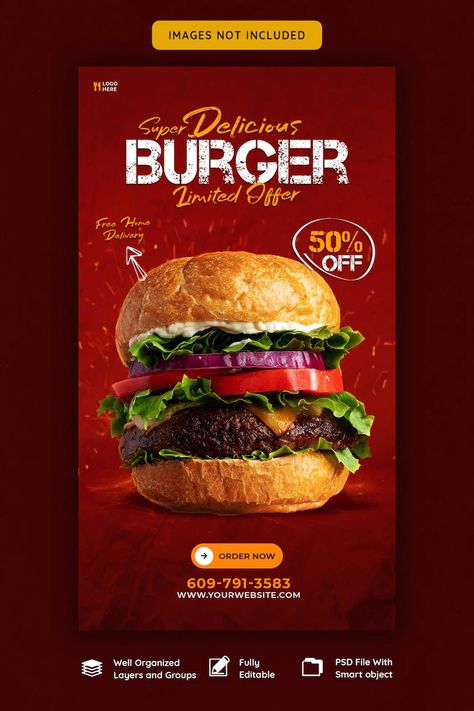 Menu Banner Design, Restaurant Burger, Restaurant Web, Bio Food, Restaurant Social Media, Burger Menu, Flyers Design, Graphisches Design, Food Banner