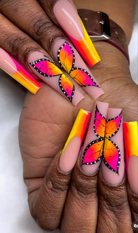 Summer Nails 2023 Black, Summer Nails 2023 Black Women, Nails 2023 Black Women, Crazy Acrylic Nails, Rockabilly Nails, Carnival Nails, Bright Summer Acrylic Nails, Funky Nail Designs, Summer Nails 2023