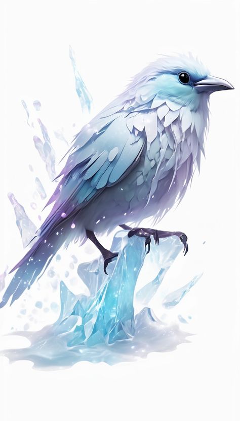 Snow Animals Fantasy Art, Ice Bird Fantasy Art, Mythical Bird Drawing, Frost Creature Concept Art, Magic Bird Fantasy Art, Fantasy Bird Concept Art, Fantasy Bird Art, Epic Fantasy Art, Dnd Pets