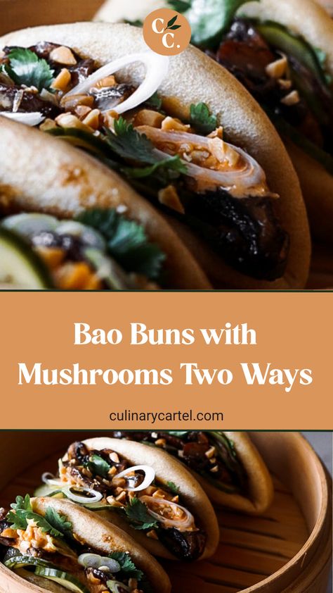 Bao Buns Recipe, Mushroom Filling, Kebab Sticks, Sriracha Mayo, Button Mushroom, Buns Recipe, Bao Buns, Steamer Basket, Brown Mushroom