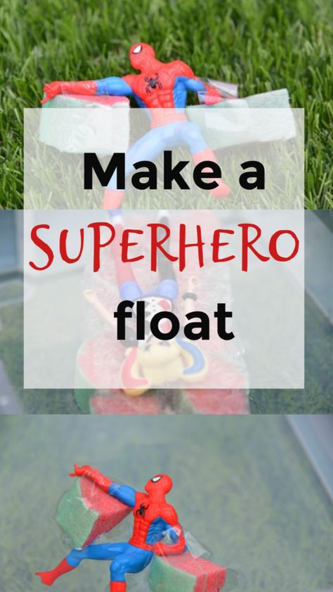 Superhero Experiment - fun superhero science experiment for kids #buoyancy Superhero Science Experiments, Superhero Science, Superhero Lessons, Experiment Preschool, Superhero Preschool, Superhero Week, Superhero Activities, Superhero Camp, Super Hero Activities