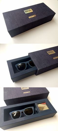 Sunglasses Packaging Design, Glasses Packaging, Eyewear Packaging, Sunglasses Packaging, Clothing Packaging, Perfume Packaging, Diesel Denim, Cool Packaging, Wooden Sunglasses