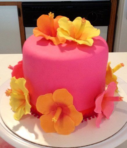 Polynesian Princess, Hibiscus Cake, Hawaii Cake, Hawaiian Cake, Flower Cake Decorations, Luau Birthday Party, Hawaiian Birthday Party, Hawaiian Birthday, Luau Birthday