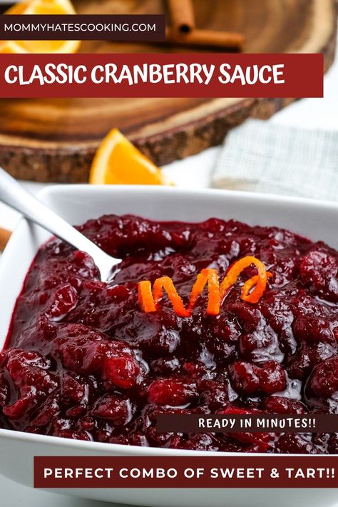 Make this easy Homemade Cranberry Sauce in minutes and it's naturally gluten-free too, sweetened with orange juice and cinnamon! Cranberry Sauce Recipes Easy Orange Juice, Cranberry Sauce Healthy, Naturally Sweetened Cranberry Sauce, Whole Berry Cranberry Sauce Recipes, Homeade Cranberry Sauce, Maple Cranberry Sauce, Cranberry Sauce Thanksgiving, Fresh Cranberry Sauce, Best Cranberry Sauce