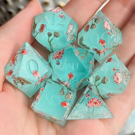 dice set • Instagram Pretty Dice, Cool Dnd Dice, Lotus Pond, Anime Poses Reference, Anime Poses, Pose Reference, Geek Stuff