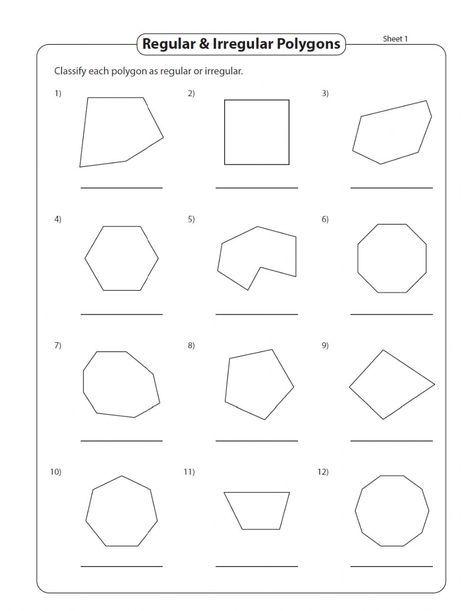 Regular And Irregular Polygons, Types Of Polygons, Polygons Worksheet, Irregular Polygons, Two Dimensional Shapes, Regular Polygon, Teaching Shapes, Geometry Worksheets, Dimensional Shapes