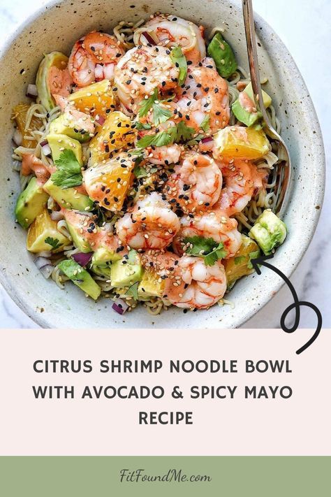 Dive into a zesty culinary adventure with this Citrus Shrimp Noodle Bowl! Perfect for a light lunch or dinner, it’s bursting with vibrant flavors and textures. Imagine succulent shrimp mingling with creamy avocado; all drizzled with a tantalizing spicy mayo. Let’s get cooking! Citrus Shrimp Noodle Bowl with Avocado & Spicy Mayo Get ready to … Shrimp Noodle Bowl, Spicy Mayo Recipe, Chicken Florentine Casserole, Citrus Shrimp, Shrimp Skewer Recipes, Shrimp Noodles, Creamy Avocado Sauce, Mayo Recipe, Baked Avocado