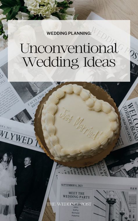 Looking for unconventional wedding ideas to bring some more fun and personality to your dream wedding day? I've compiled the best unconventional wedding ideas that are fun and unique, from unconventional wedding activities and decor to unconventional wedding dresses and ceremony ideas. You'll find all the best unconventional wedding inspiration here for the cool girl bride! Unconventional Wedding Cake, Unconventional Wedding Ideas, Quirky Wedding Ideas, Nonbinary Wedding, Wedding Cake Ideas, Unconventional Wedding Dress, Unconventional Wedding, Quirky Wedding, Wedding Activities