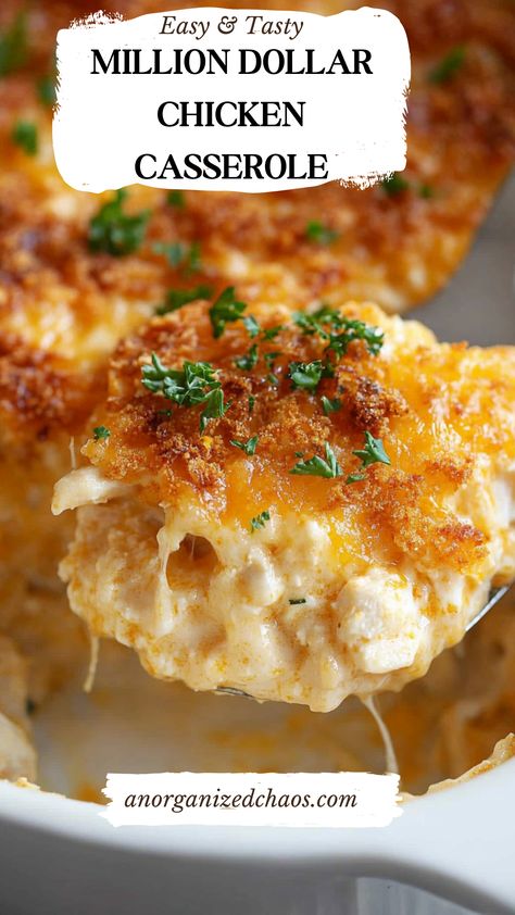 Million Dollar Chicken Casserole Easy Quick Supper Recipes, Large Family Easy Dinner Ideas, Million Chicken Casserole, Chicken Casserole Corn Flakes, Easy Meals In The Oven, Million Dollar Chicken Recipe, Sunday Dinner Casserole Ideas, Amazing Dinner Ideas Main Dishes, Simple Dinners With Chicken