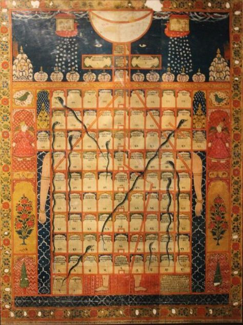 Gyan Chaupar (Jain version of the game), National Museum, New Delhi. Photo Credit Ladders Game, Indians Game, Old Board Games, Snakes And Ladders, Ancient India, Traditional Games, Indian History, Ex Machina, Vintage Games