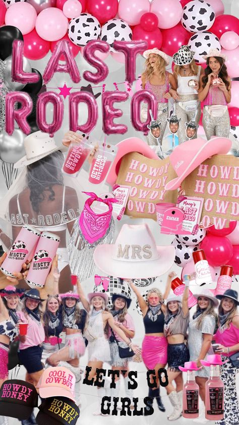 Pink Country Bachelorette Party, Last Rodeo Disco Bachelorette Party, Bachelorette Party Themes Rodeo, Hens Weekend Themes, Her Last Rodeo Bachelorette Party, Hen Party Last Rodeo, Brides Last Ride Bachelorette Party, Hens Party Last Rodeo, Last Rodeo Bachelorette Party Outfit Pink