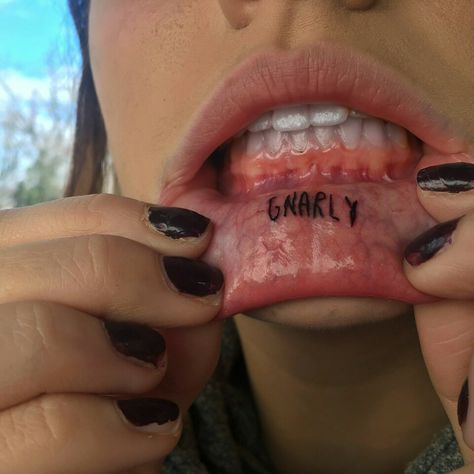 Lip Tats, Inside Lip Tattoos, Acab Tattoo, Inner Lip Tattoo, Infected Tattoo, Party Tattoo, Pic Wall, 16 Tattoo, Crazy Tattoos