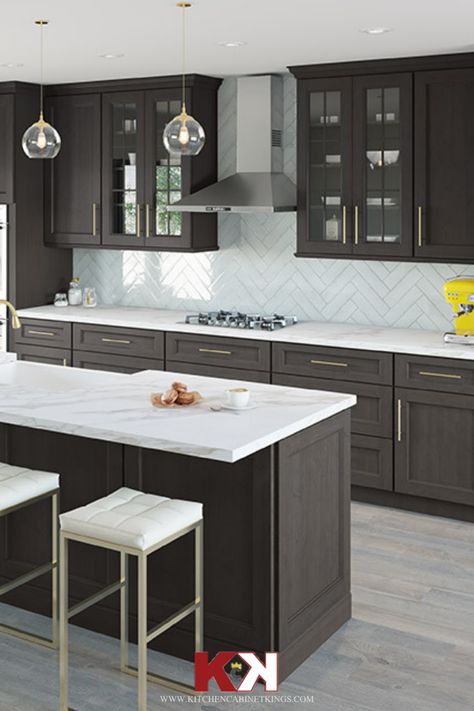 Our stylish, high-quality assembled kitchen cabinets ship anywhere in the country ready to install, helping you save time and effort. Dark Brown Kitchen Cabinets, Dark Brown Kitchen, Dark Grey Kitchen Cabinets, Espresso Kitchen Cabinets, Dark Brown Cabinets, Brown Kitchen Cabinets, Dark Grey Kitchen, Rta Kitchen Cabinets, Online Kitchen Cabinets