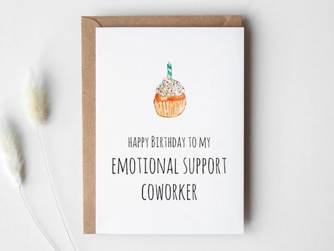 Work Bestie Greeting Card DIGITAL DOWNLOAD, Coworker Birthday Gift - Etsy Hungary Coworker Birthday Ideas, Coworker Birthday Ideas Offices, Coworker Birthday, Coworkers Birthday, Coworker Birthday Gifts, Work Bestie, Bff Birthday, Emotional Support, Diy Birthday