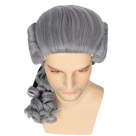 Hair Grey Colonial Wig Mens Powdered Wig for Cosplay Judge Lawyer Wig Funny Wigs Halloween Wig 2024 - $18.49 Ugly Wigs, Colonial Wigs, Powdered Wig, Funny Wigs, Bad Wigs, Cheap Costumes, Halloween Wigs, Wigs Online, Costume Wigs