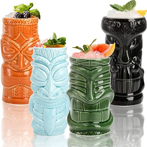 Tiki Glasses, Hawaiian Cocktails, Tiki Mugs, Tiki Cocktails, Tiki Drinks, Rum Punch, Tiki Party, Tropical Drink, Hawaiian Party