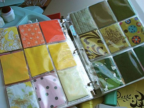 Fabric Swatches Book, Fabric Sample Storage, Fabric Swatches Ideas, Fabric Sample Display, Fabric Swatch Display, Upcycle Plastic, Swatch Book, Fashion Design Classes, Fabric Board