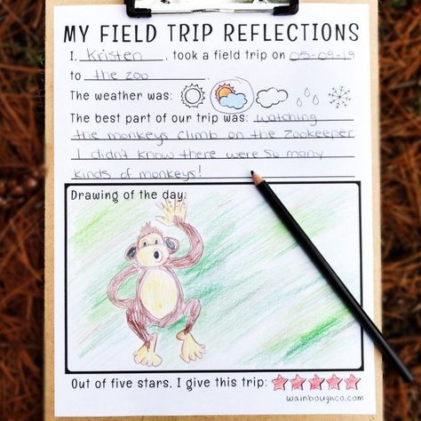 1st Grade Field Trip Ideas, Field Trip Reflection Sheet, Field Trip Reflection, Farm Field Trip Activities, Zoo Field Trip Activities Free Printable, Field Trip Writing, Homeschool Spelling, Camping Classroom, Trip Activities