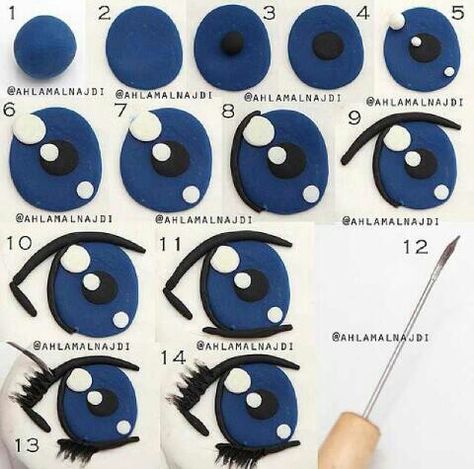 Gum paste/fondant eye Fondant Eyes, Fondant People, Fondant Techniques, Decoration Cake, Fondant Cake Toppers, Gum Paste Flowers, Fondant Tutorial, Fondant Decorations, Clay Polymer