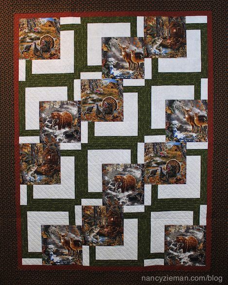 Framed Block Quilt Pattern, Panel Quilts Ideas Layout Patterns Free, Wildlife Quilts, Quilt Panels, Asian Quilts, Panel Quilt Patterns, Quilt Big, Block Quilts, Big Block Quilts