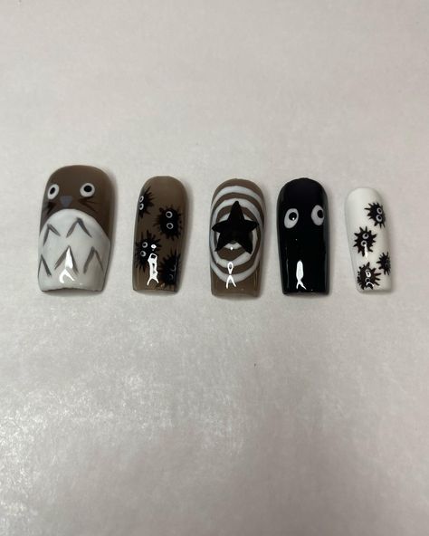 My Neighbor Totoro inspired set!!! I had a lot of fun making this set!! Still have a whole reel to edit for this set…. Wish me luck please 🙏😣😭 #nailsnailsnails #nailart #nails #nailideas #explorepage #nailinspo #nailgoals #nailartclub #nailgel #kawaiinails #kawaiinailart #animenails #totoro Totoro Nails Studio Ghibli, Studio Ghibli Inspired Nails, My Neighbor Totoro Nails, Studio Ghibli Nail Art, Nails Bday, Totoro Nails, Studio Ghibli Nails, Kawaii Nail Art, Anime Nails