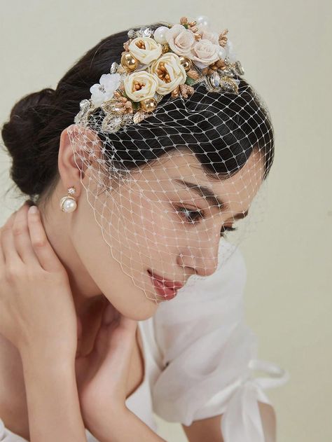 Vintage Style Veil, Fascinator Hats Outfit, Veil Fascinator, Veil Headband, Race Day Hats, Party Veil, Corsage And Boutonniere Set, 1920s Headpiece, Flower Veil