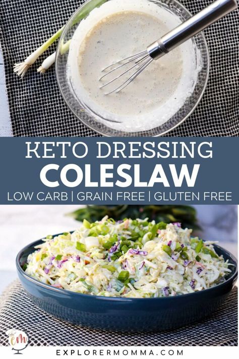 Easy Keto Coleslaw Recipe Dinner Recipes Hamburger Meat, Dinner Recipes Hamburger, Keto Picnic, Recipes Hamburger Meat, Keto Coleslaw Recipe, Keto Cole Slaw, Keto Coleslaw, Low Carb Coleslaw, Keto Condiments