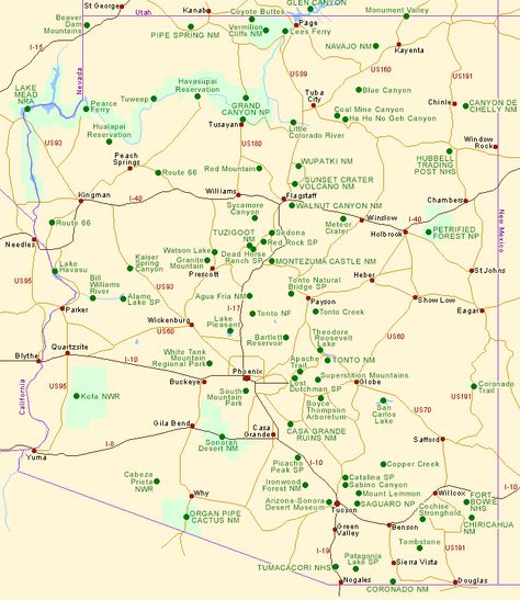 Arizona map Slot Canyons Arizona, Map Of Arizona, Arizona Map, Arizona City, Arizona Vacation, Southwest Usa, Arizona Road Trip, Lake Mead, Park Trails