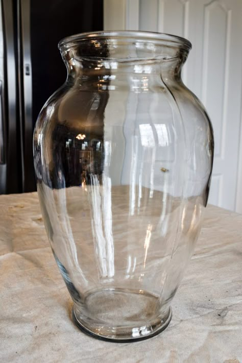 Pottery Barn Glass Vase, Diy Faux Pottery Vase, Glass Vase To Pottery, Diy Faux Clay Vase, Glass Vase Redo Diy Projects, How To Make Vases Look Like Pottery, Neutral Vase Decor, Distressed Vases Diy, Making Glass Vase Look Like Pottery