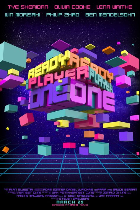 READY PLAYER ONE Arcade Poster Graphic Design, Pixel Art Graphic Design, Arcade Graphic Design, Video Game Graphic Design, Pixel Graphic Design, Lettering Animation, Event Stage Design, Banner Gaming, Gaming Aesthetic