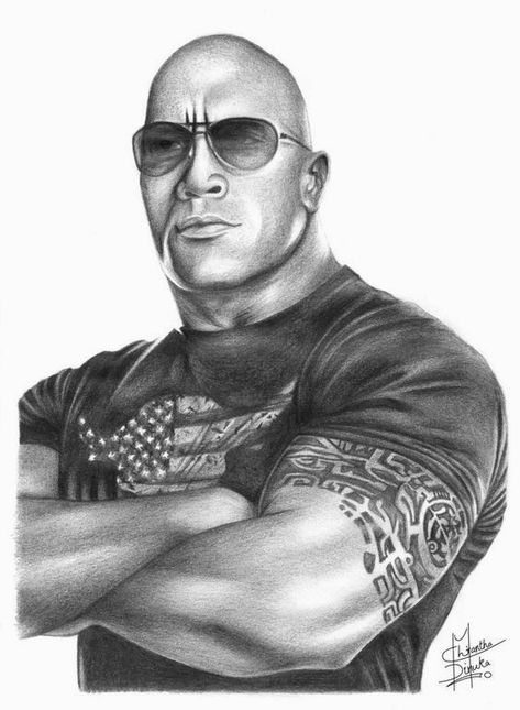 Drawings Of Famous People, Drawings With Meaning, Rock Dwayne Johnson, Drawings For Boyfriend, Dwayne The Rock Johnson, The Rock Johnson, Drawing Ideas Creative, Portrait Drawings, Cool Pencil Drawings