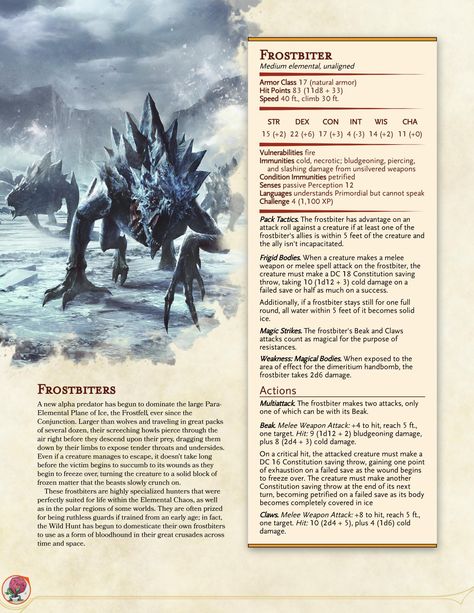 Dnd Creatures, Ice Monster, Dnd Things, Dnd Monster, Dungeons And Dragons Races, Dnd Stats, Dnd Stories, Dnd Races, Dungeons And Dragons 5e