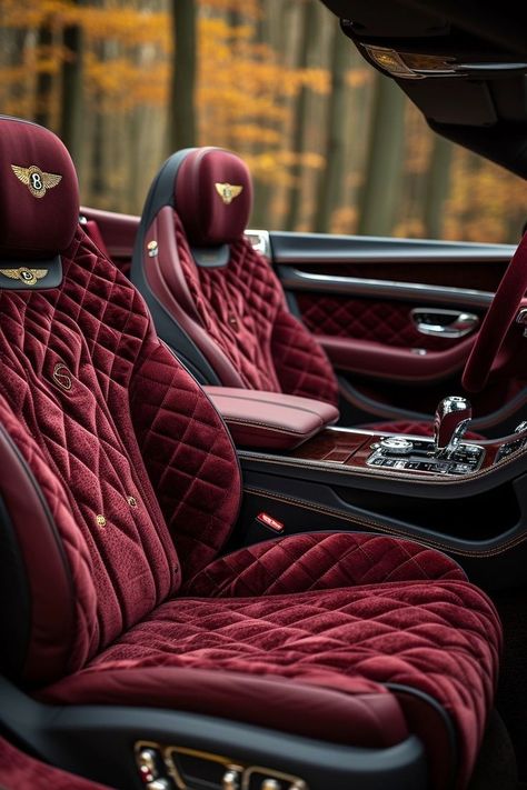 Continental GTC Elegant Car Interior, Velvet Car Interior, Burgundy Car Interior, Old Luxury Cars, Car Interior Concept, Luxury Cars Interior, Bugatti Interior, Classic Car Interior, Concept Car Interior Design