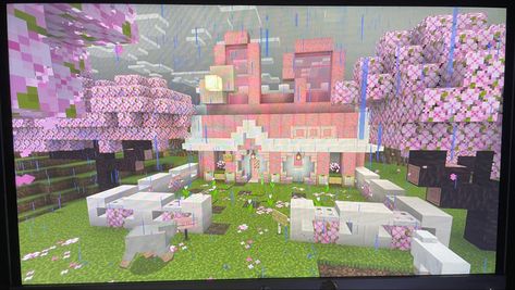 Minecraft My Melody House, My Melody Minecraft House, Cinnamoroll Minecraft, My Melody Minecraft, Hello Kitty Minecraft House, Sanrio Minecraft Builds, Sanrio Minecraft, Minecraft Schematics, Minecraft Home