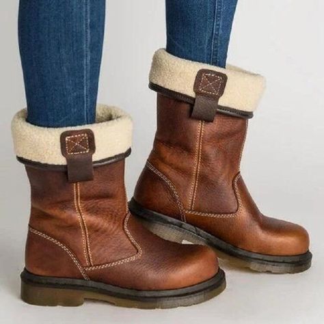 Shoes Chunky, Winter Heels, Low Heel Boots, Mid Boots, Fur Lined Boots, Ankle Boots Flat, Vintage Boots, Brown Ankle Boots, Biker Boots