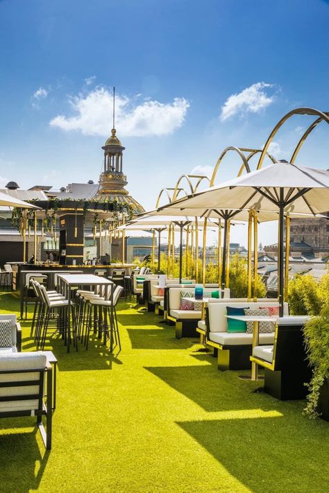 Rooftop Bar Design Lounges, Open Cafe Outdoor Design, Open Terrace Ideas, Open Air Cafe, Roof Top Cafe, Rooftop Restaurant Design, Restaurant Exterior Design, Open Air Restaurant, Terrasse Design