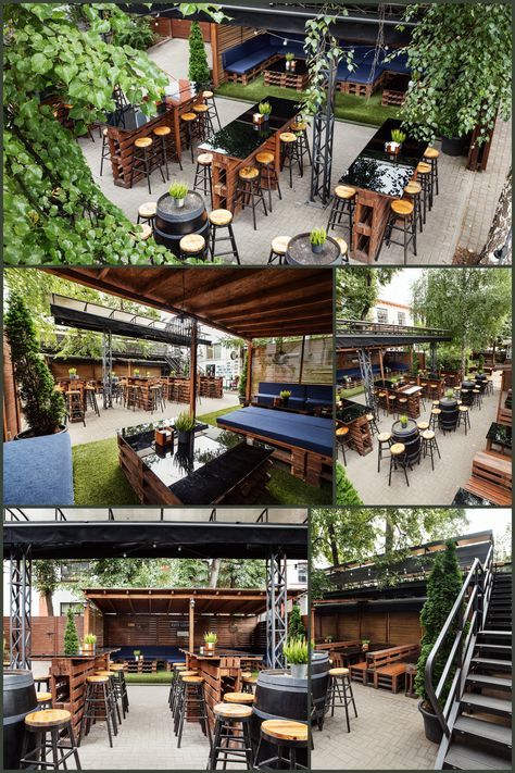 Bbq Restaurant Design Outdoor, Resto Bar Design Ideas Outdoor, Outdoor Restobar Ideas, Resturant Ideas Design Outdoor, Bar Backyard Ideas, Pub Garden Ideas, Outside Restaurant Patio Ideas, Beer Garden Ideas Backyard, Bar Patio Ideas Commercial