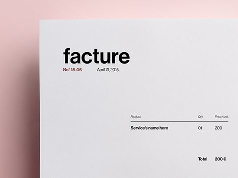 This is a minimalist invoice template for myself. Stationary Design Inspiration, Invoice Design Template, Estimate Template, Invoice Design, Self Branding, Other World, Random Inspiration, Letterhead Template, Restaurant Menu Design