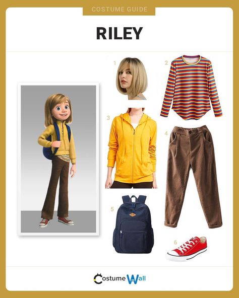 Riley Costume Pixar Halloween Costumes, Yellow Zip Up Hoodie, Short Blonde Bob, Inside Out Costume, Temporary Hair Color Spray, Got Costumes, Movie Inside Out, Short Blonde Bobs, Costume Guide