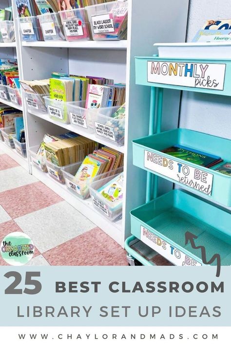 The best classroom library ideas including ideas for organization, and décor that you'll want to copy this year! Classroom Book Shelf Ideas, Classroom Library Organization 3rd, 3rd Grade Classroom Library Organization, 2nd Grade Library Set Up, School Library Organization Elementary, Classroom Library Organization 1st, First Grade Classroom Library Set Up, Small Classroom Library Set Up, Elementary Library Organization