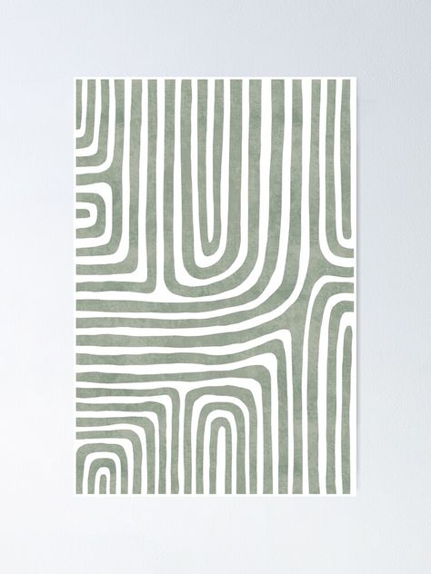 Marianne Hendriks, Sage Green Line Art, Peaceful Paintings, Green Line Art, Green Canvas Art, Geometric Line Art, Line Art Poster, Green Artwork, Sage Green Walls