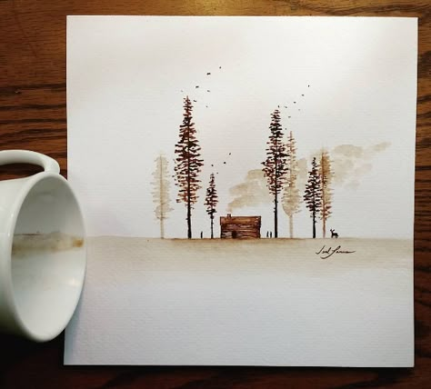 Learn The Basic Coffee Painting Techniques For Beginners - Ideas And Projects-homesthetics (1) Painting Techniques For Beginners, Coffee Art Painting, Coffee Watercolor, Coffee Artwork, Coffee Painting, Diy Watercolor, Beginner Painting, Fresh Coffee, Watercolor Inspiration