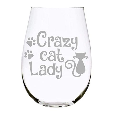 Lady Design, Personal Gifts, Amazon Handmade, Cocktail Glass, Crazy Cat, Wine Drinks, Glass Etching, Crazy Cat Lady, Crazy Cats