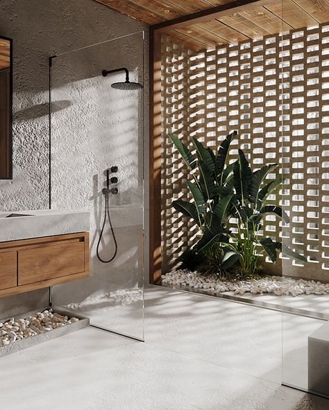 Vabi Sabi Aestethic on Behance Aestethic Bathroom Ideas, Filipino Bathroom, Tropical Modern Bathroom, Bali Bathroom Interior Design, Aestethic Bathroom, Small Half Bathroom Makeover, Tulum Bathroom, Pink Bathroom Makeover, Small Pink Bathroom