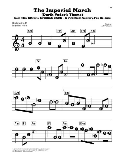 Download and Print The Imperial March (Darth Vader's Theme) (from Star Wars: The Empire Strikes Back) sheet music for E-Z Play Today by John Williams from Sheet Music Direct. Star Wars Sheet Music, Star Wars Music, Imperial March, Piano Music Easy, Piano Notes Songs, Trumpet Sheet Music, Star Wars The Empire, Song Notes, Trumpet Music