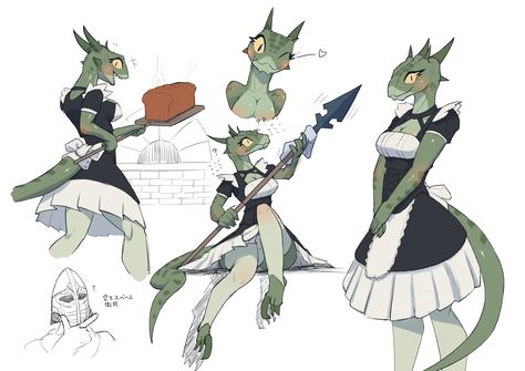 Lizard Woman, Argonian Maid, Lizard Girl, Skyrim Art, Monster Girl Encyclopedia, Monster Girls, Dragon Girl, Maid Outfit, 판타지 아트