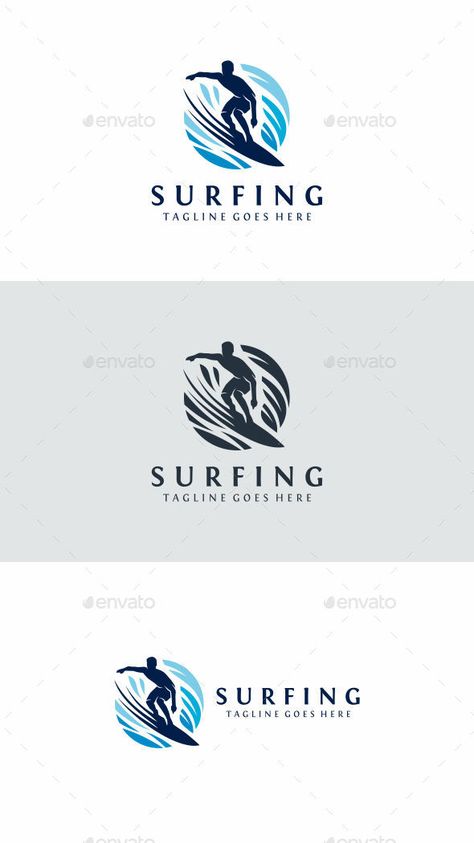 Surf School Logo, Surf Logo Design, Surfing Vector, Surfing Logo, Logo Surf, Surf Logo, Wave Logo, Beach Sport, Logo Design Inspiration Creative